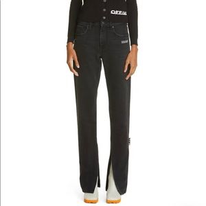 Off-White Women Split Leg Slim-Fit Jeans